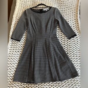 Max Mara Navy Polka Dot Knee-Length Dress | Back Zip | Size Small